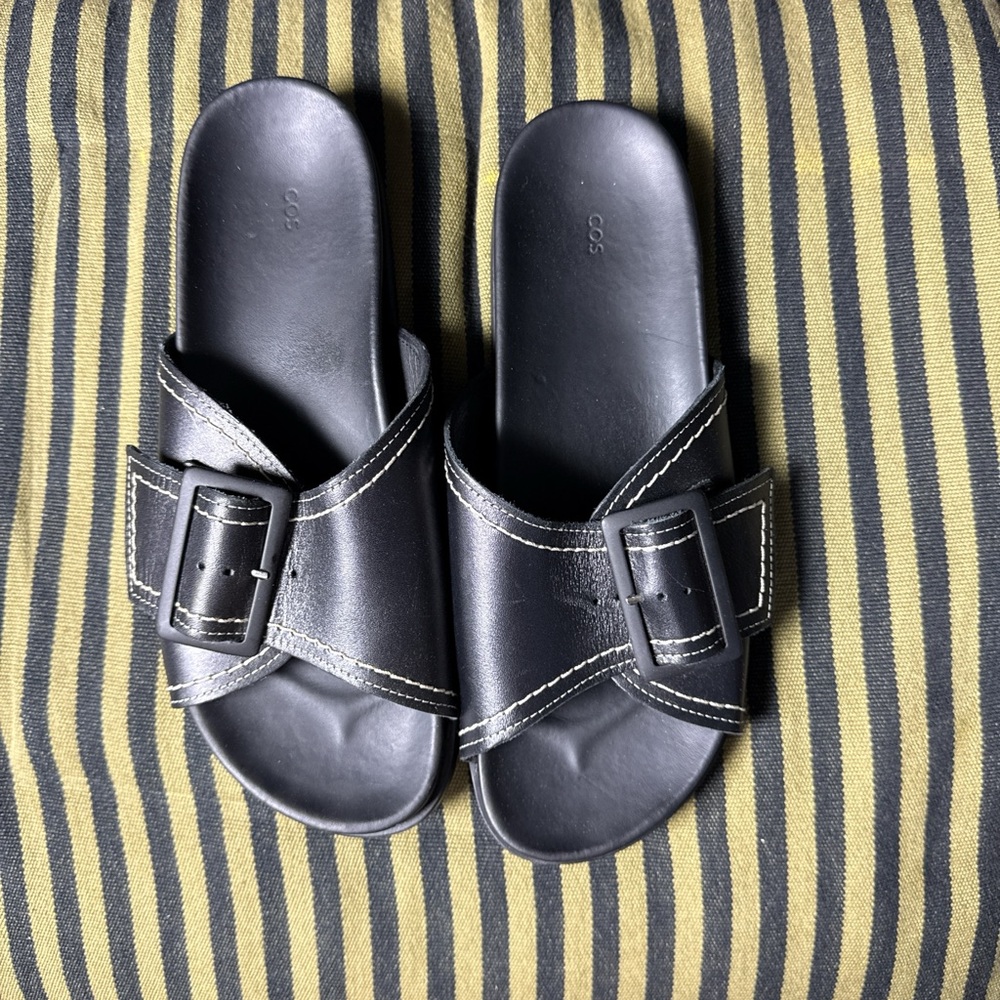 COS Black Slide Sandals for Men